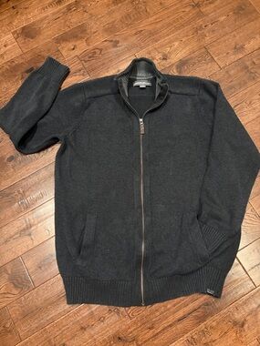 Eddie Bauer Men's Dark Charcoal Full-Zip Sweater Jacket